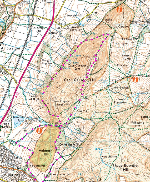 Stretton Hills Map.